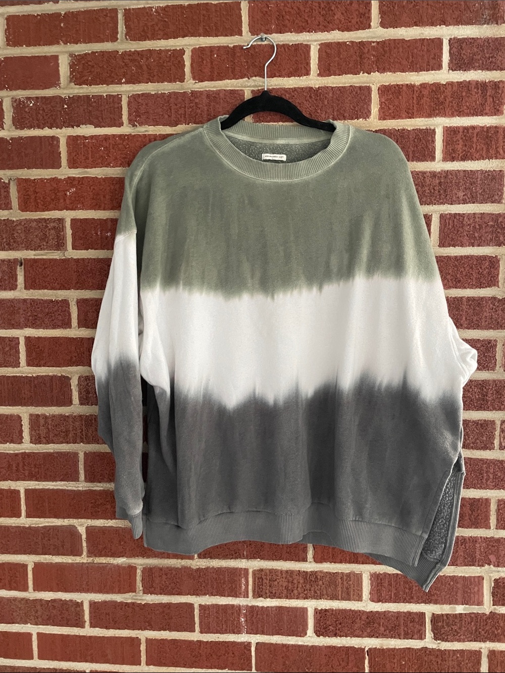 Women’s Tie-Dye Crewneck Sweater - Olive/White/Gray